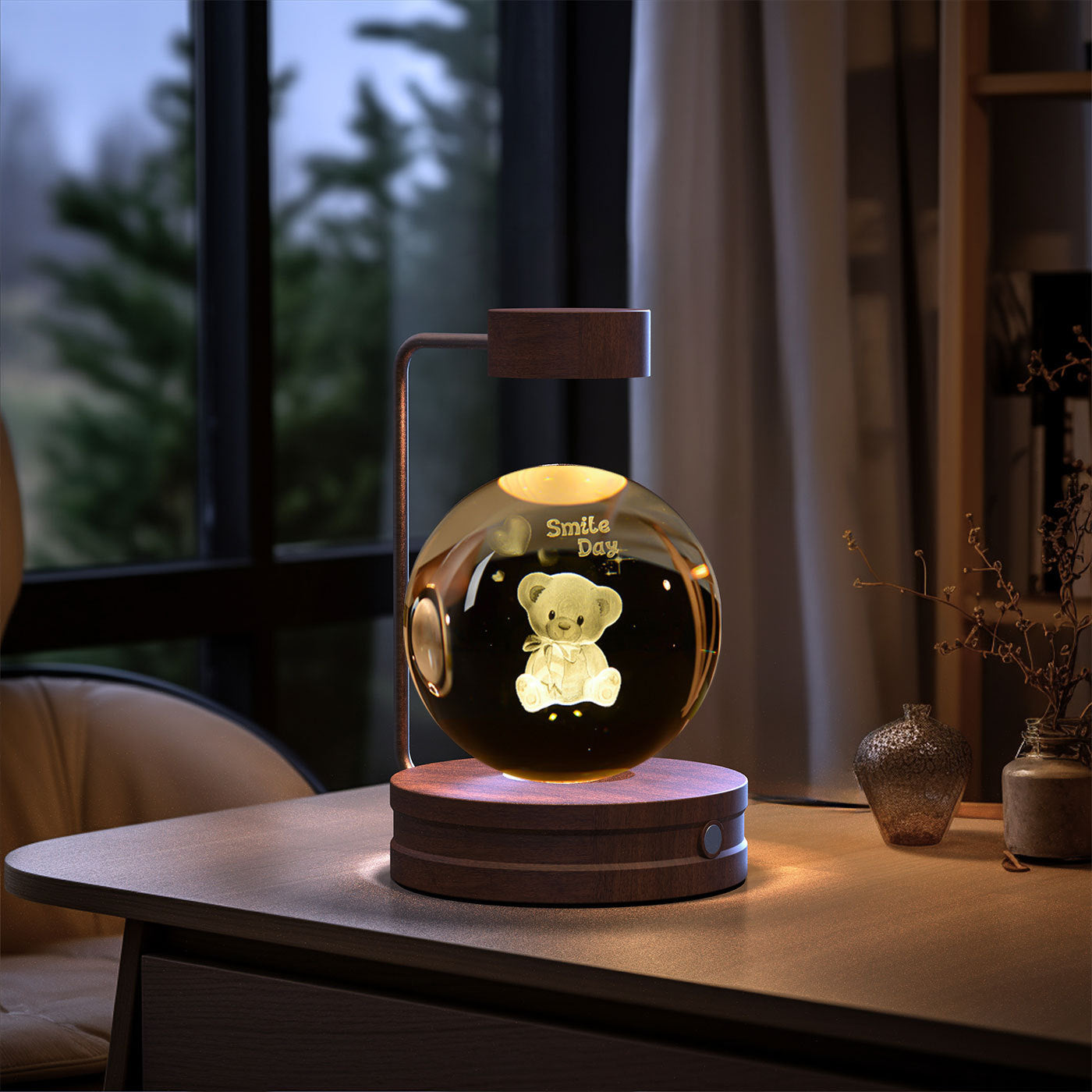 Lámpara Nocturna de Bola de Cristal con Dinosaurio Espacial - Luz Cálida para Dormitorio, Regalo de Cumpleaños - Blakellpodscolombia