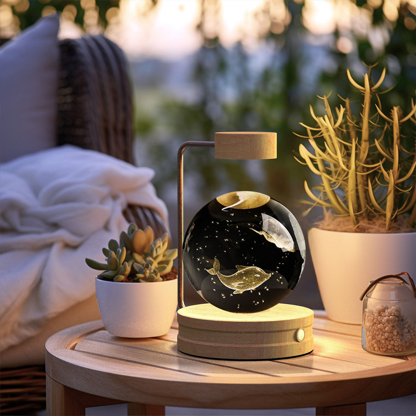 Lámpara Nocturna de Bola de Cristal con Dinosaurio Espacial - Luz Cálida para Dormitorio, Regalo de Cumpleaños - Blakellpodscolombia