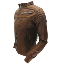 Cargar imagen en el visor de la galería, Chaqueta Hombre Cuero Sintético Clasica-Miel
