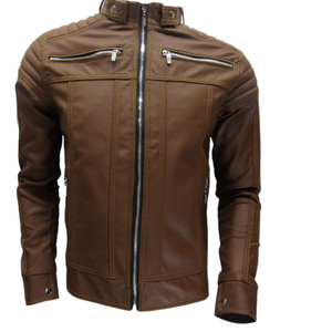 Chaqueta Hombre Cuero Sintético Clasica-Miel