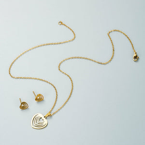 COLLAR + ARETES ACERO INOXIDABLE DORADO MULTICORAZONES ACERO INOXIDABLE